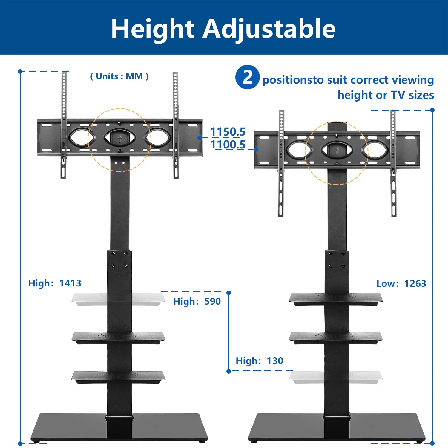 Buy Rfiver Swivel Floor TV Stand with VESA Mount for 32 39 40 43 49 50
