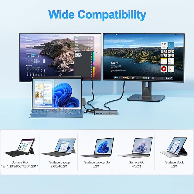 Dock Rocketek Triple Display 4K 12 en 1 para Surface miniatura 5