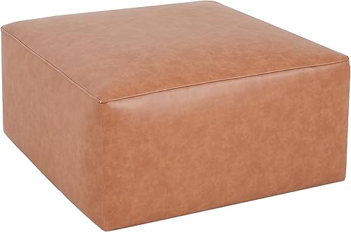 Miniatura 6 de Christopher Knight Home Ellis - Reposapiés otomano de piel sintética, puf cuadrado reposapiés, asiento grande otomano, mesa auxiliar moderna para