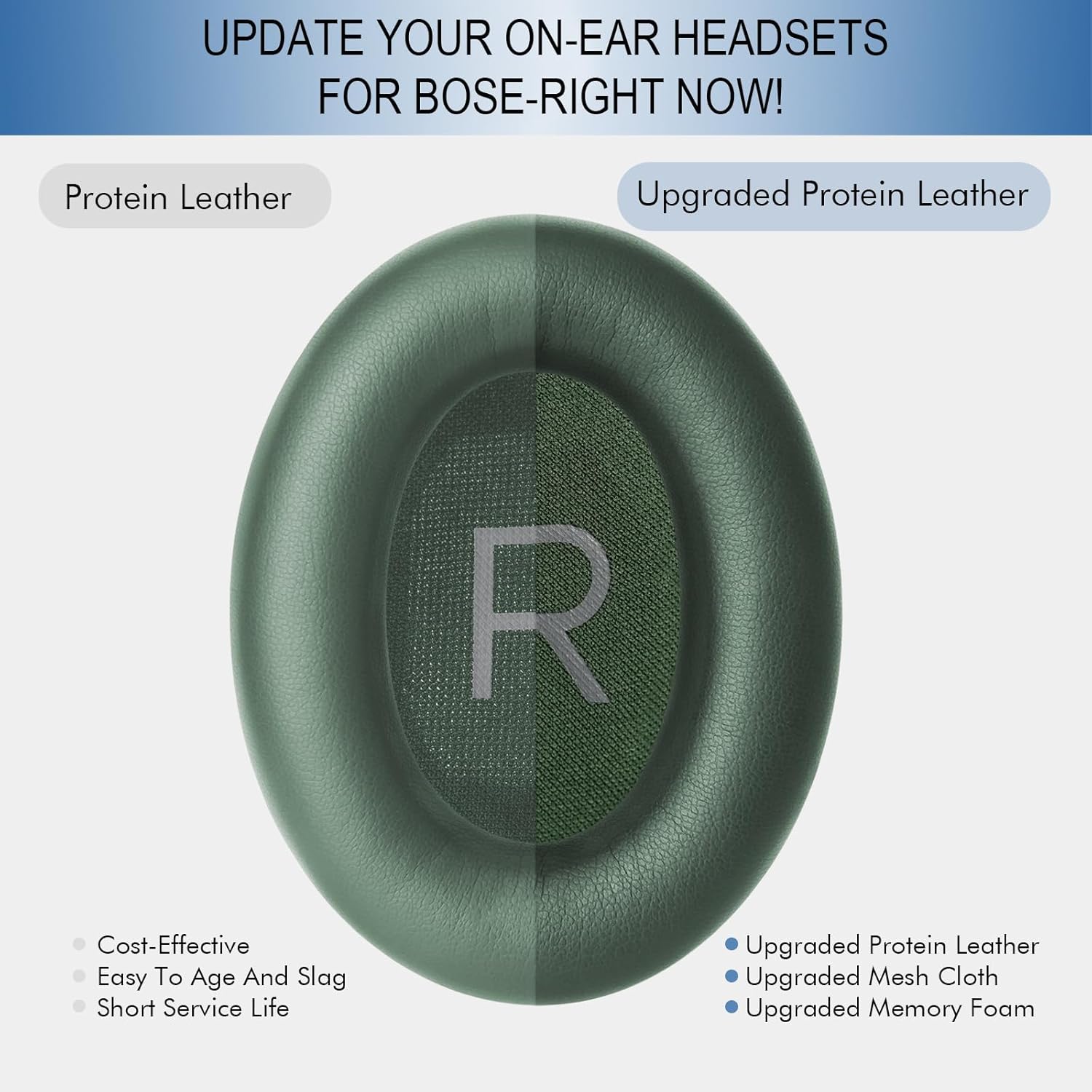 GEVO Replacement Ear Pads for Bose QC45, Ear Cushions for Bose QuietComfort 45 (QC45) & Quiet Comfort SE (QC SE) Headphones, Earpads with Softer Leather Noise Isolation Foam (Cypress Green) - Image 5