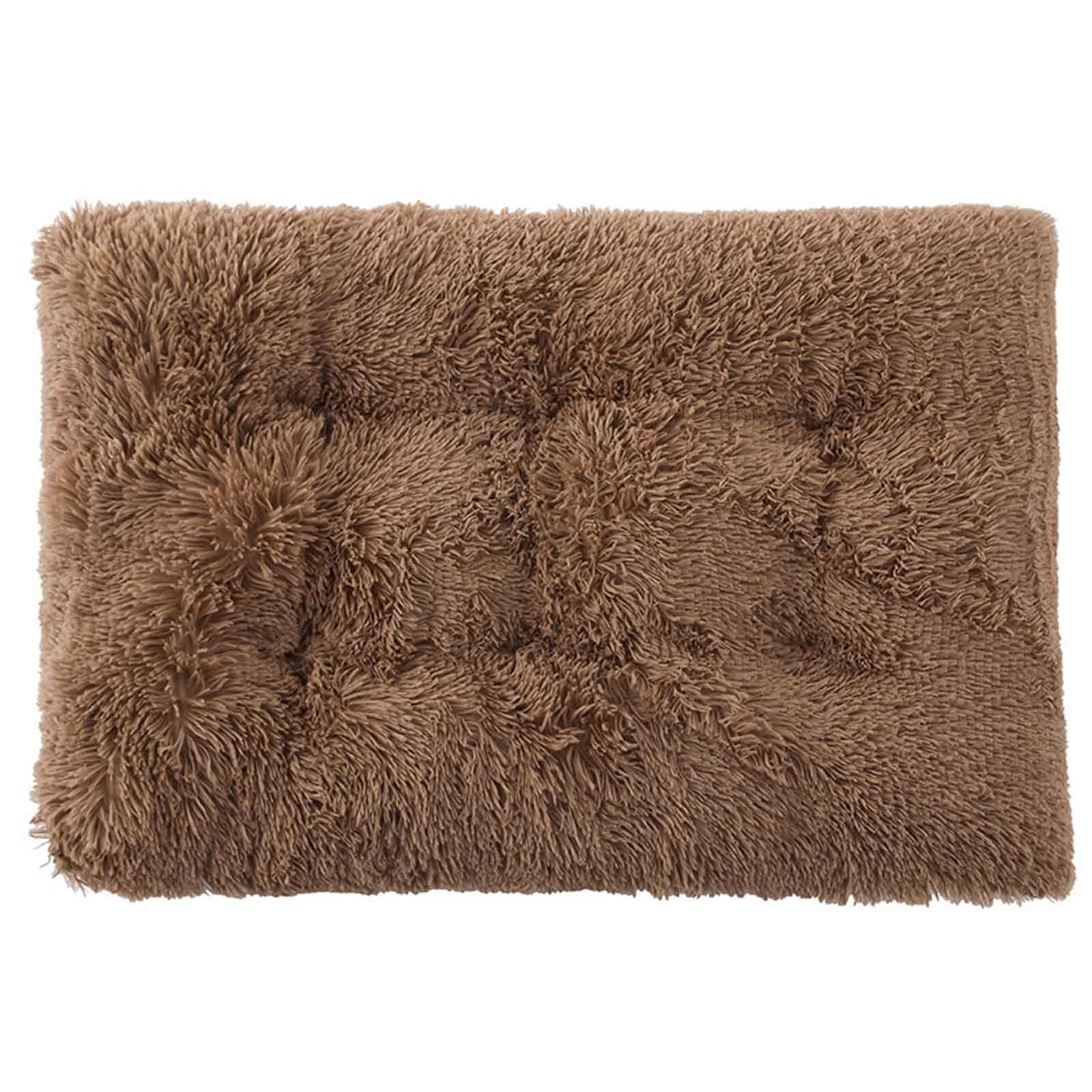 PJDDP Dog Crate Bed, Fluffy Dog Crate Mattress Washable, Calming Fluffy Anti Anxiety Dog Beds, Deluxe Plush Dog Mat with Anti-Slip Bottom for Large Medium Small Dogs,Khaki,3XL