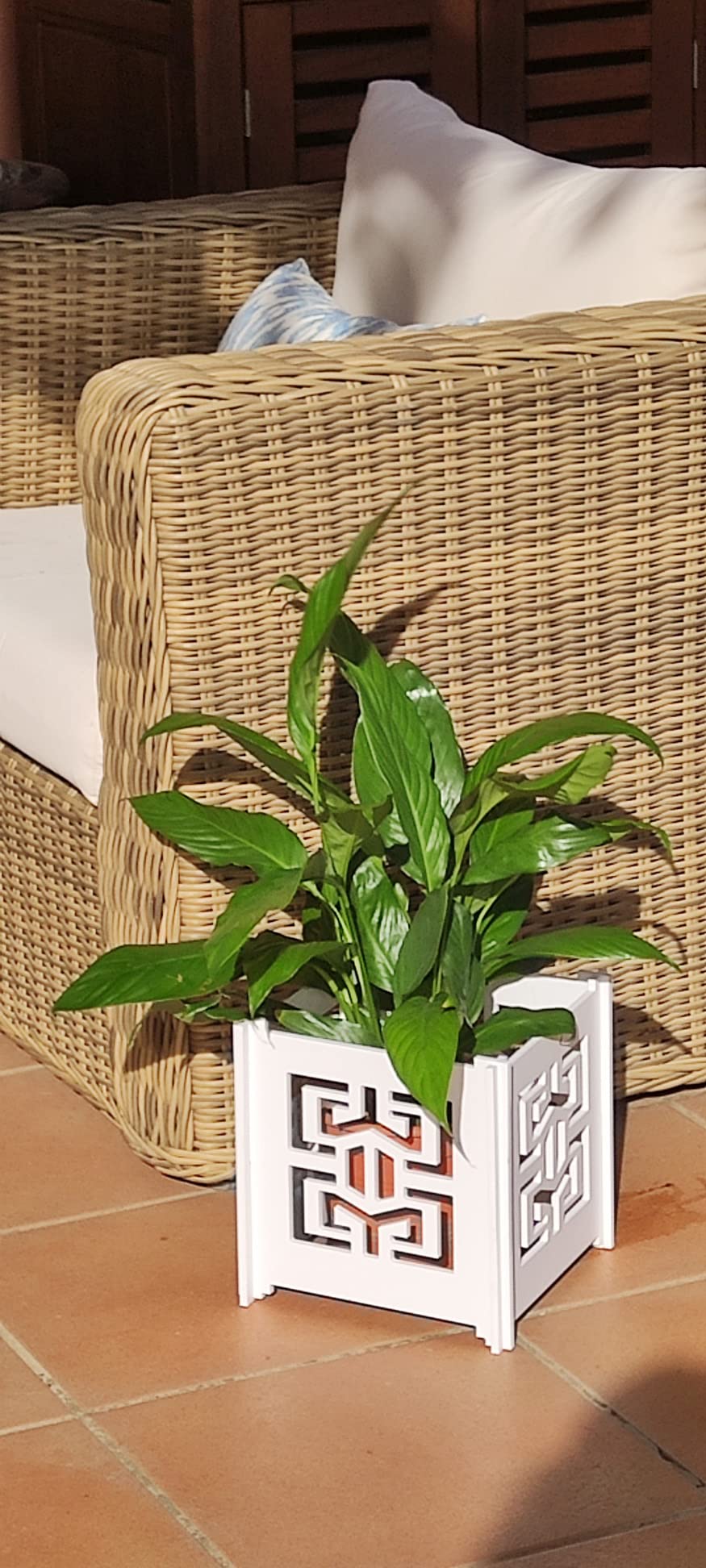 Macetero Decorativo PVC | Celosía Jardín | Maceteros Decorativos, Cubre Macetas PVC, Maceteros Jardín Terraza Exterior, Cubierta de Maceta Interior. (45x45 cm, Modelo Moderno)