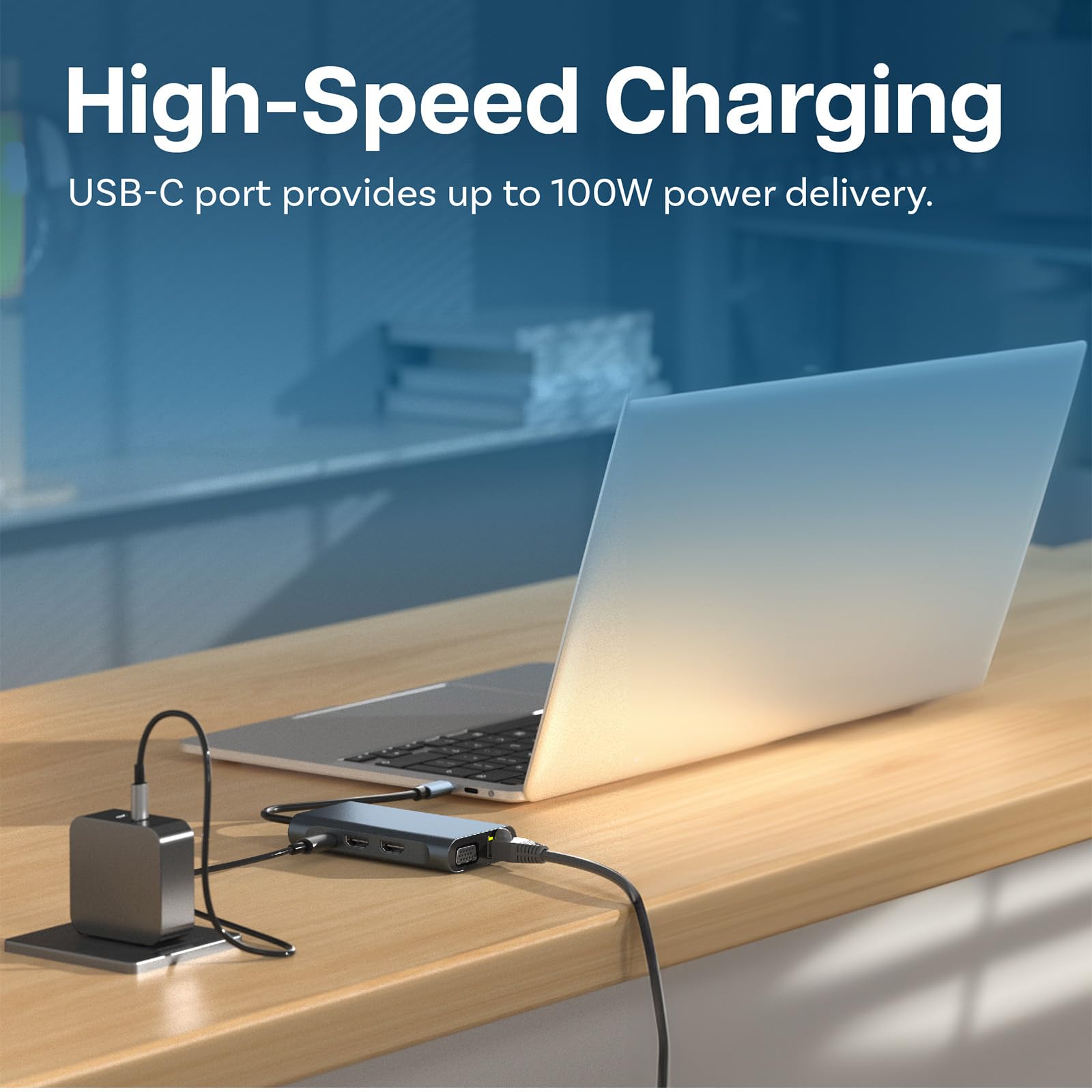 MMOBIEL Hub da USB-C a Doppio HDMI - Adattatore 8-in-1 USB-Hub e 100W PD - Docking Station per USB 3.0, 2x USB 2.0, 2x HDMI, VGA, PD e ETH - Triplo display per laptop, smartphone ecc. - Alluminio