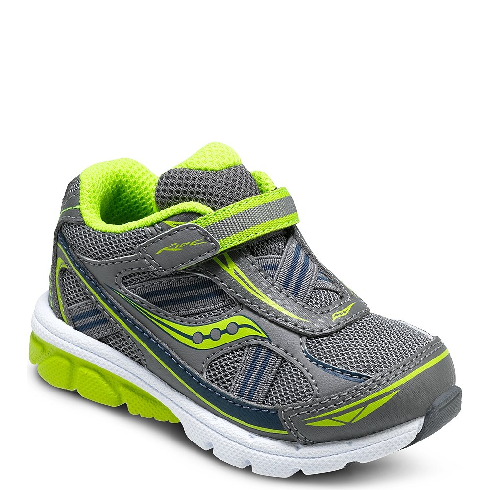 Saucony Boys Baby Ride Sneaker (Toddler/Little Kid),Grey/Lime,6 M US Toddler