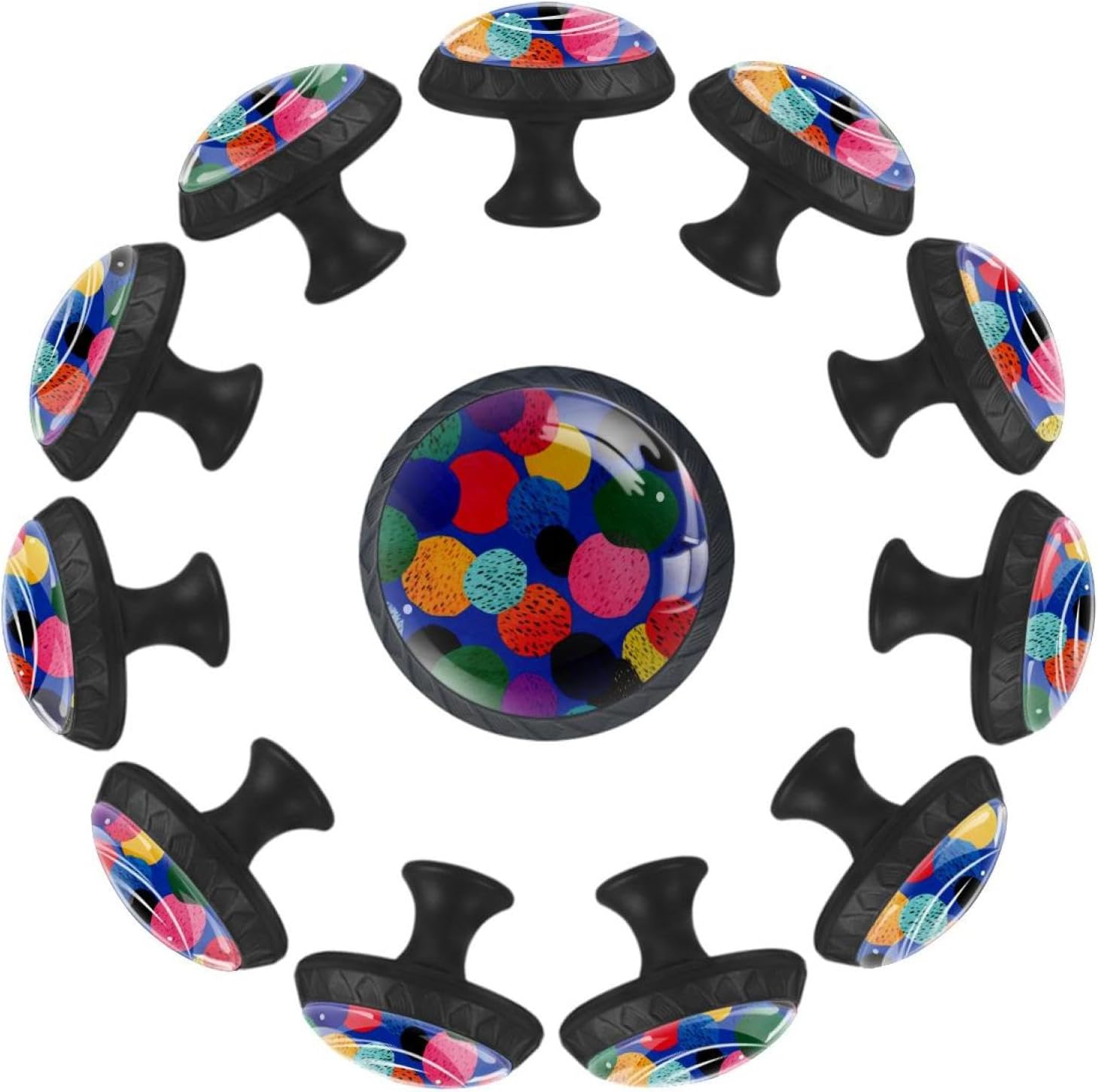 Black Green Background White Daisies (3) Modern Cabinet Knobs, Decorative Drawer Pulls for Home Renovation, Durable Knobs with Long & Short Screws