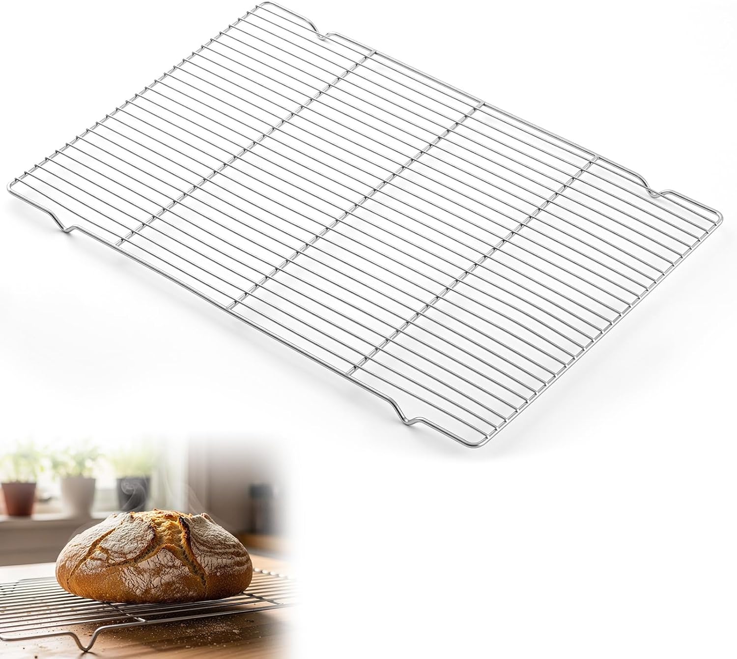 Lounsweer 6 Pcs Cooling Racks, 24L x 16W x 1H Stainless Steel Wire Rack for Baking Sheet, Large Cookie Cooling Rack, Oven Safe Cooking Racks for Sheet Pan, Dishwasher Safe, Full Size