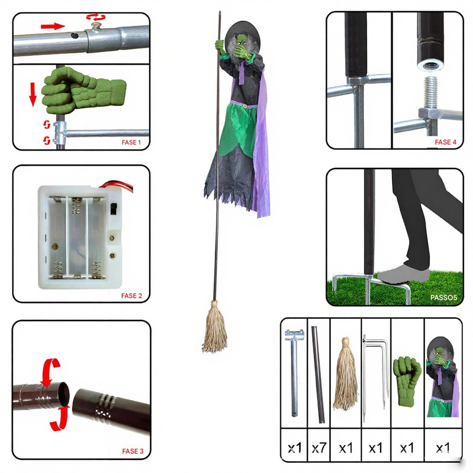 Scopa da Decorazione Halloween Decorazione Halloween Volante di 3 Metri | Per Esterni Porta Giardino Recinto Ingresso Soffitto Portico Fuga
