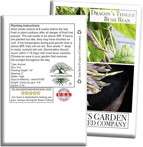 Miniatura 7 de Semillas de frijol de arbusto de lengua de dragón para plantar, (Dragon Langerie), más de 25 semillas de reliquia por paquete, semillas de jardín de
