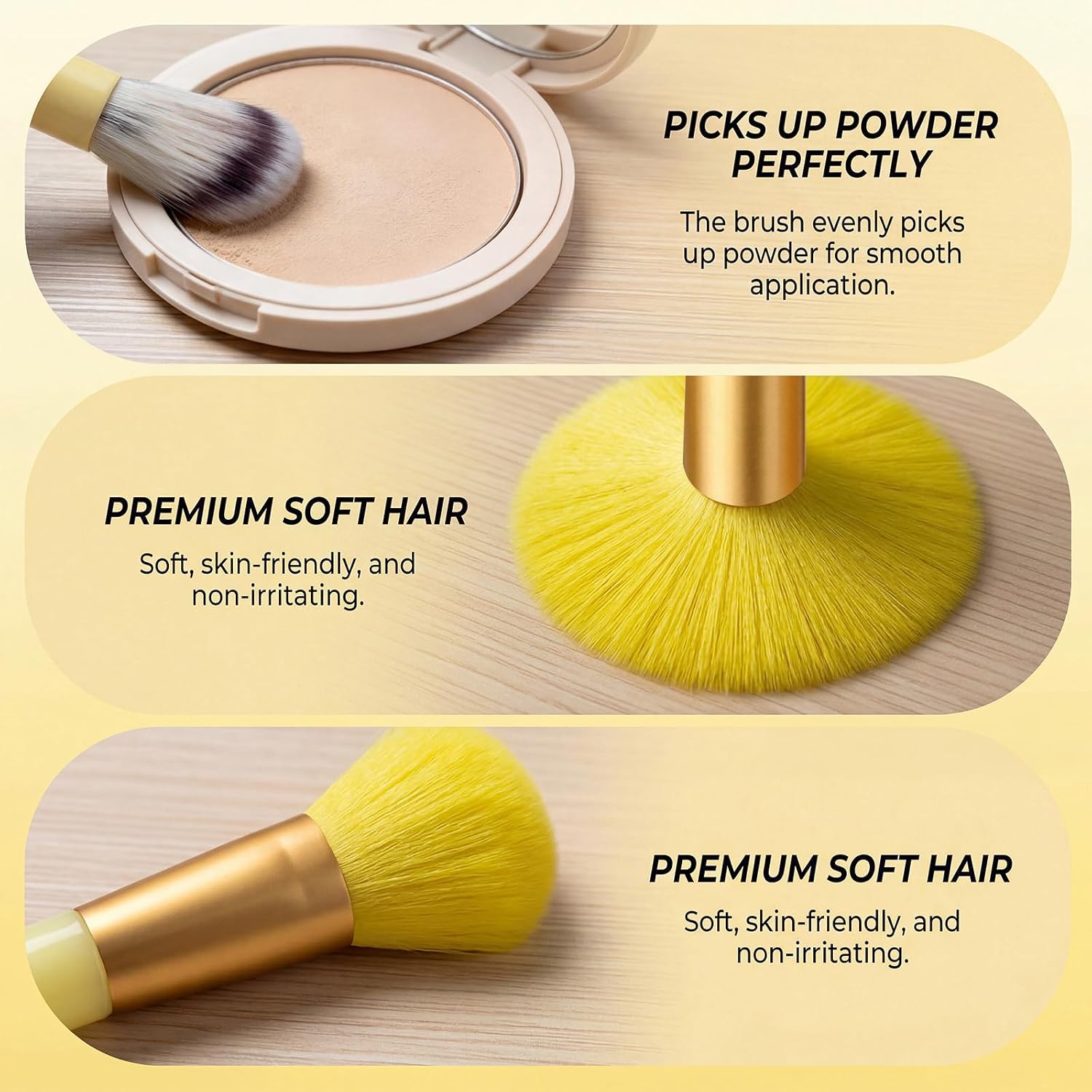 10 Sets Makeup Brushes with 13 Travel-Size Brushes & Pouch, Professional Mini Face Brush Set for Daily Makeup, Parties, Travel(10pc,yellow)