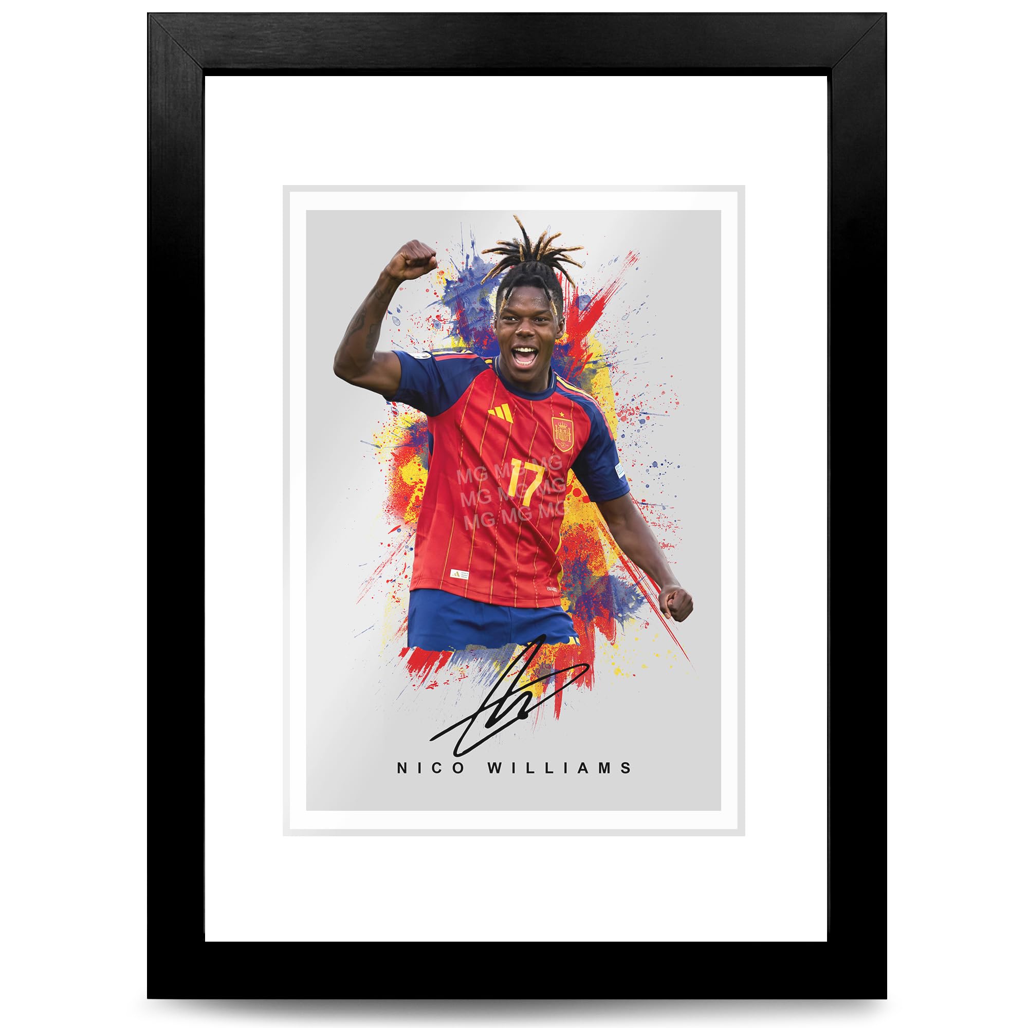 Nico Williams Spain Signed Photo Poster A4/A3 Print Picture Display Framed Autograph Memorabilia for Football Fans Gift Espana