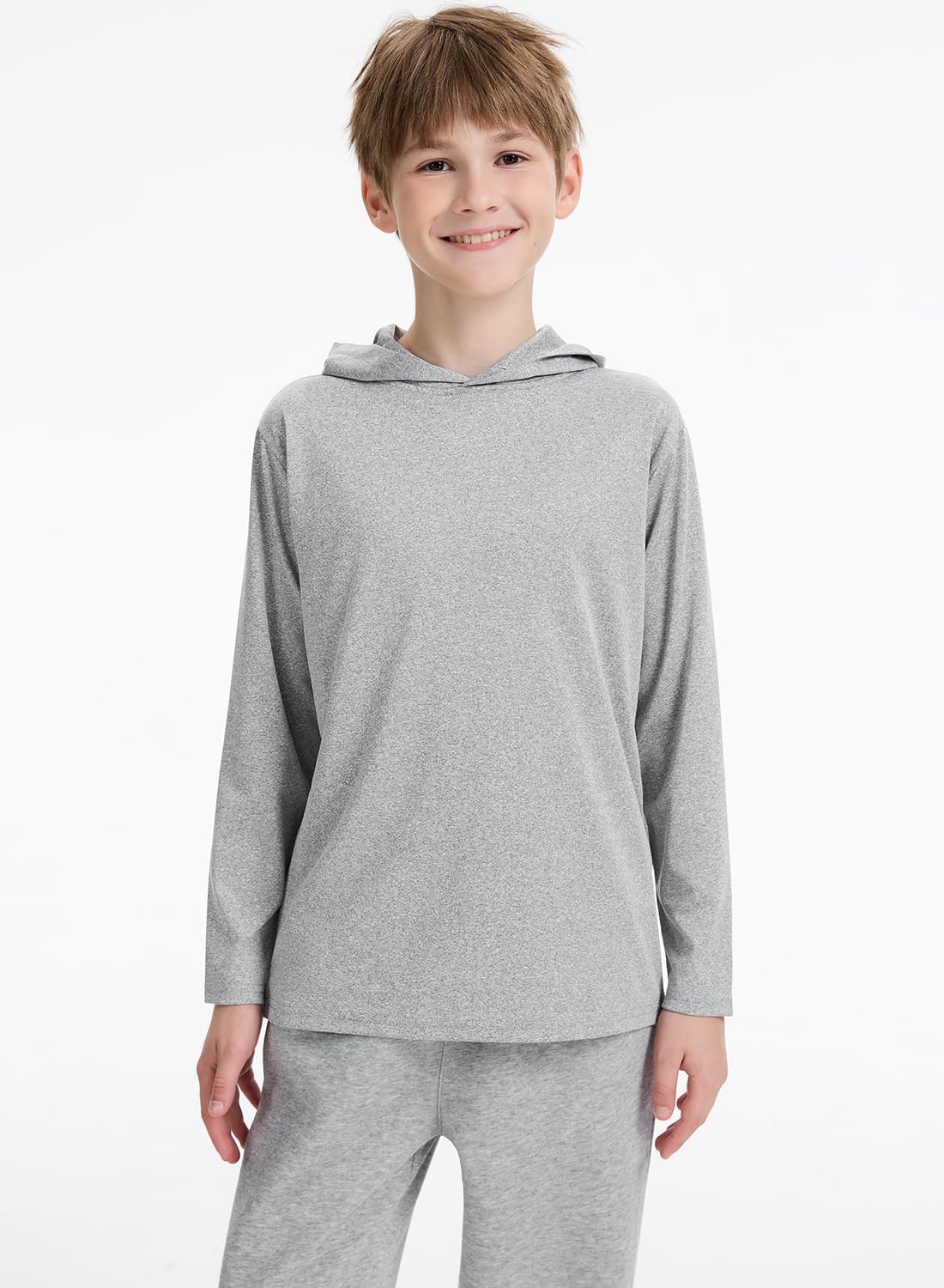 3 Pack Dry-Fit Youth Boys Long Sleeve Athletic Hoodie Sweatshirts Active Hooded Pullover Shirts for Teen Kids - Image 3