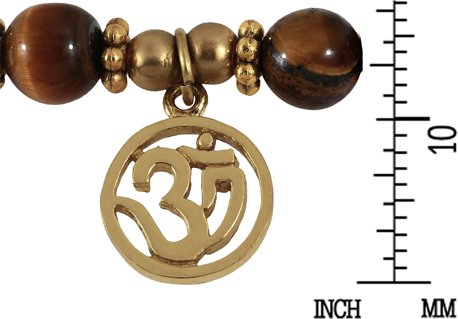 AeraVida Mystical Mindfulness Charm Tiger's Eye and Brass Beads Jingle Bell Bracelet |Vintage Gifts for Women | Statement Bracelet | Religious Ornament