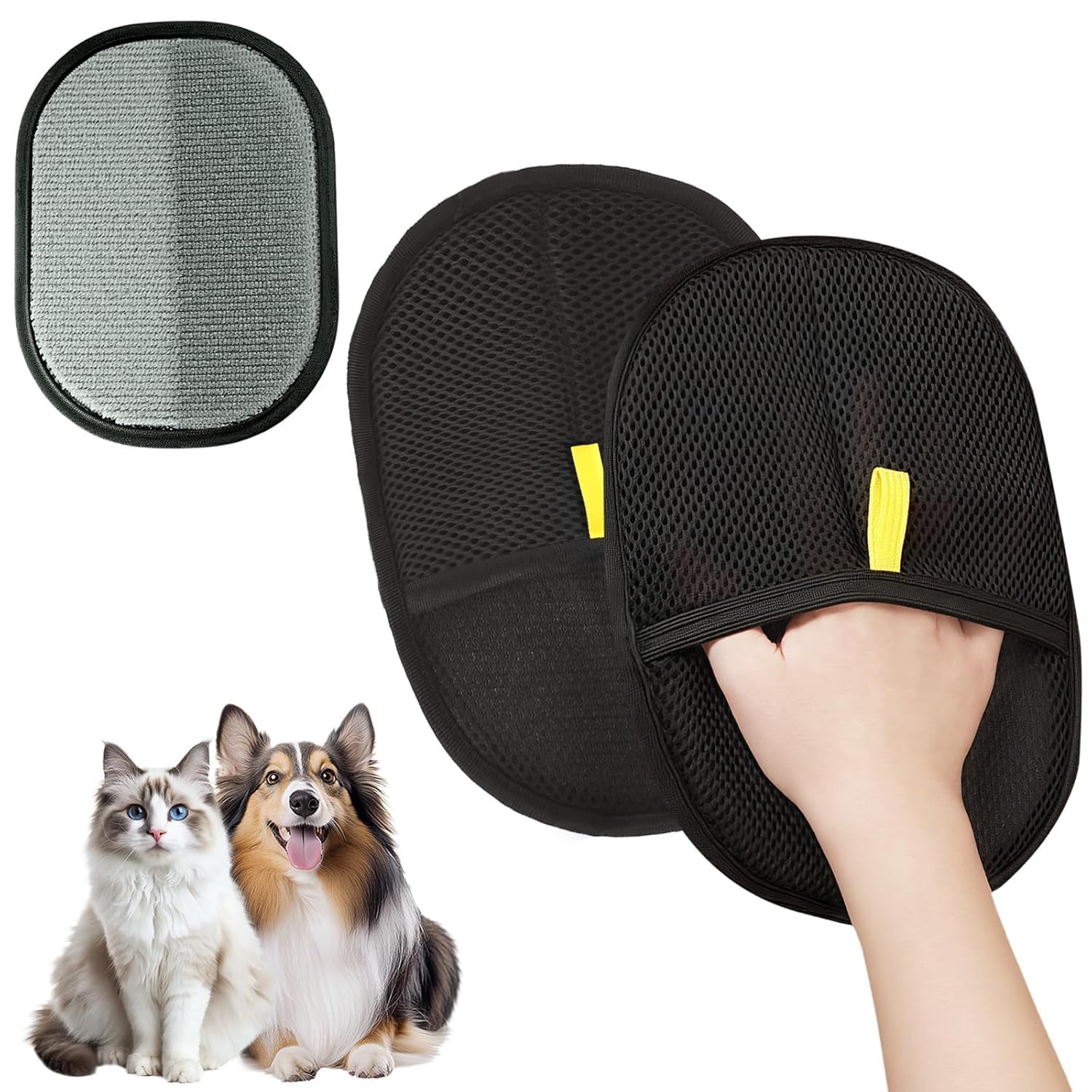 AMFUN 2PCS Pet Static Hair Removal Gloves
