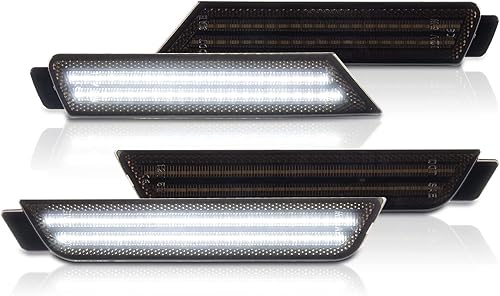Luces LED de posición laterales para parachoques delantero y trasero para Chevy Camaro 2010-2015, reflectores blancos ahumados, 4 unidades