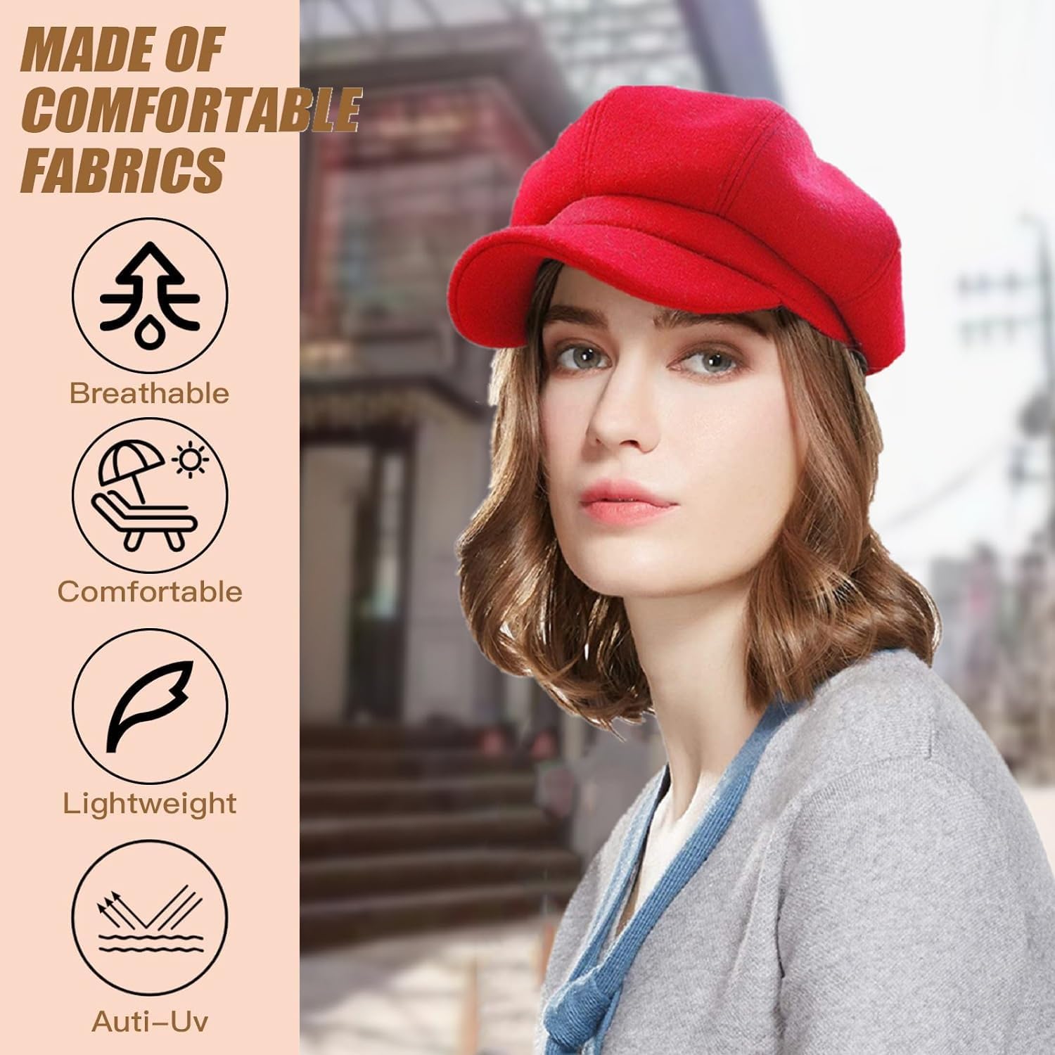 6 Pieces Women Newsboy Cap Warm Wool Visor Beret Hats Octagonal Cap Soft Newsboy Hats Vintage Cabbie Paperboy Hat - Image 2