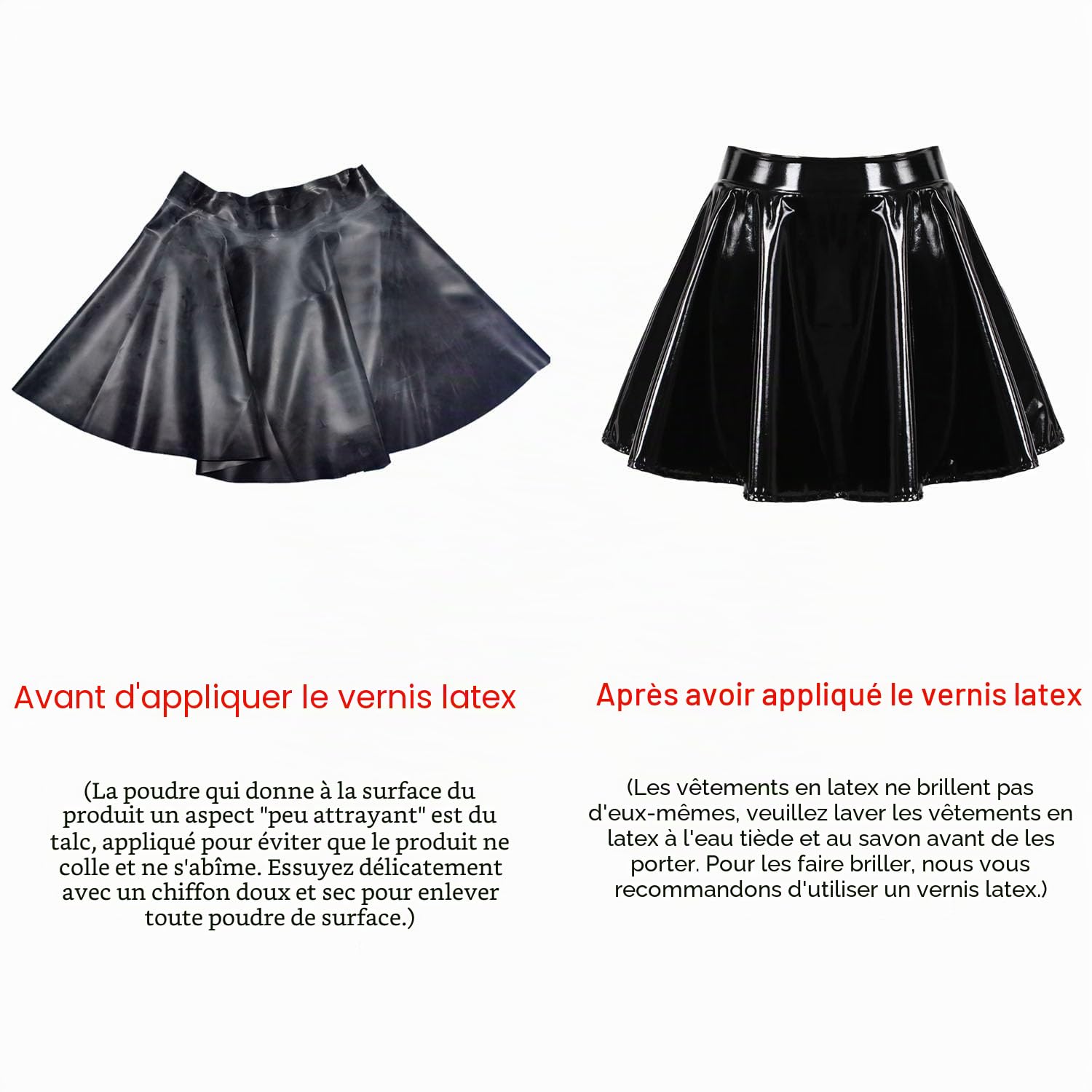 Jupe Plissée Latex pour Femme Noir,Caoutchouc Naturel Jupe Taille Haute Faite Main,Jupe Latex Vêtements Cosplay Club