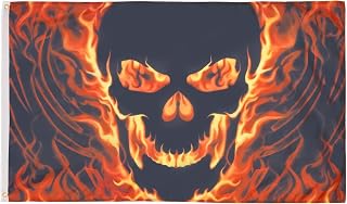 AZ FLAG Flagge Totenkopf mit Feuer 150x90 cm Polyester 100D 2 Ösen