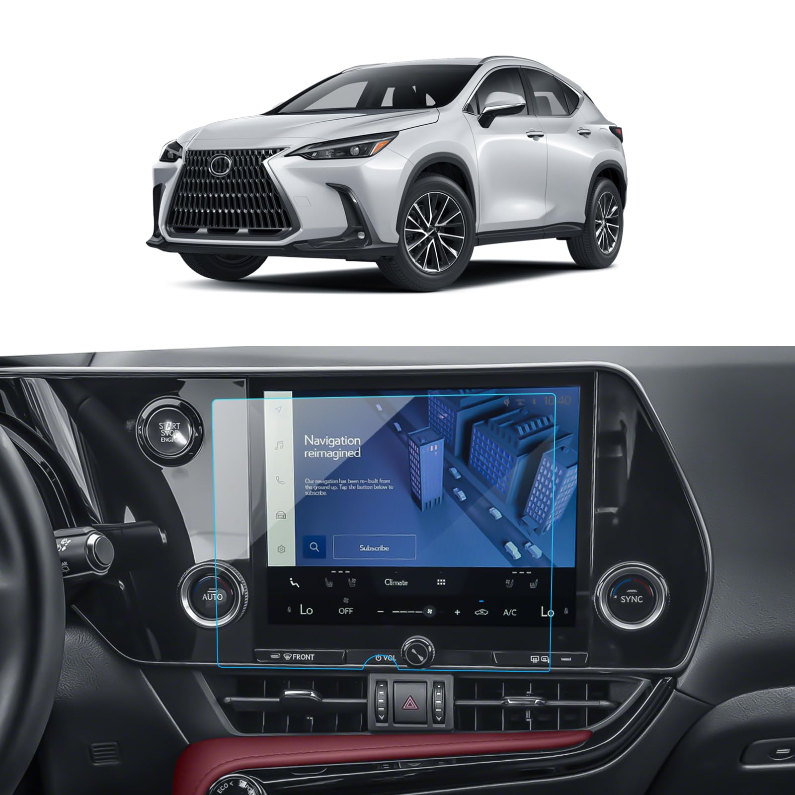 Car Screen Protector for Lexus NX 250/350 - Tempered Glass HD Clear 9.8'' Navigation Touchscreen Protector Film