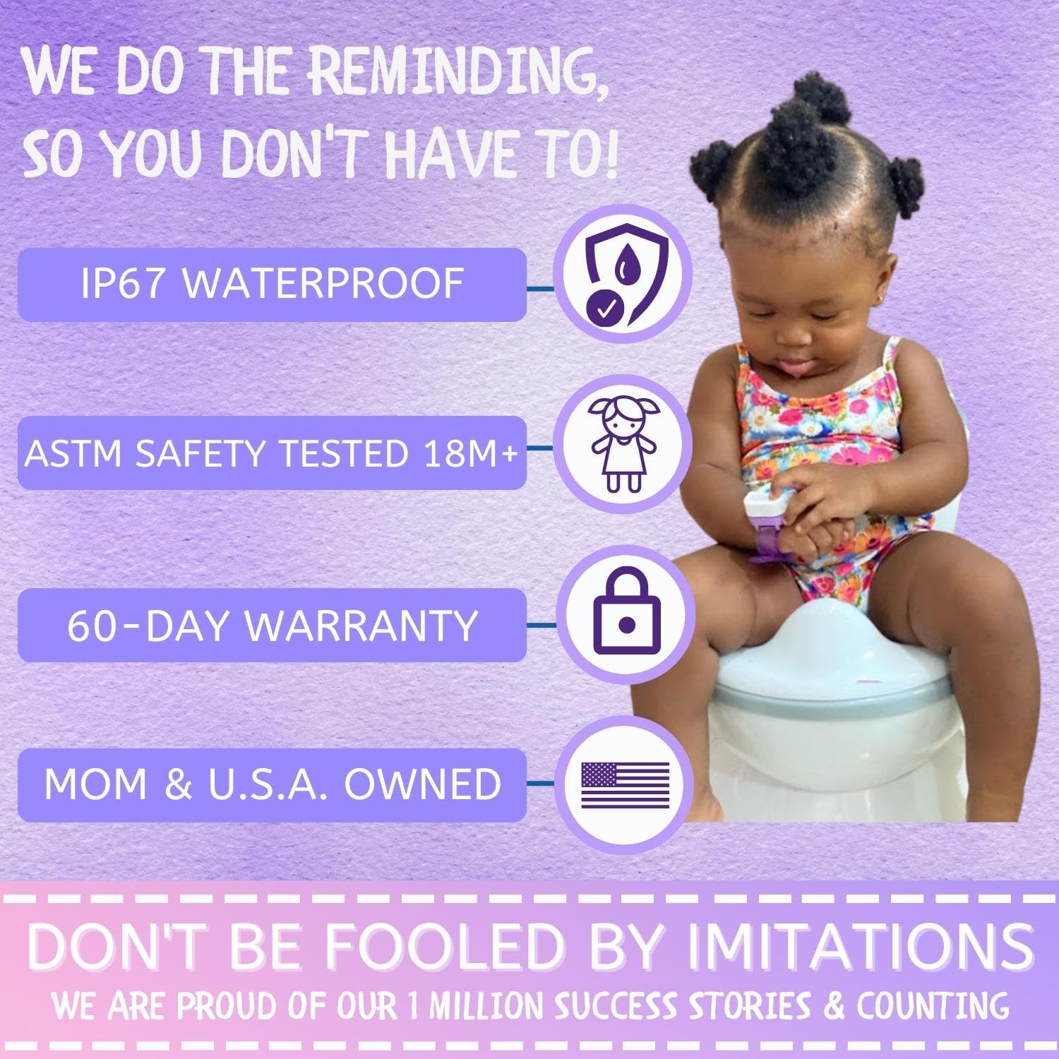 Potty Time Party Pack - Includes Potty Watch, Potty Training Seat, Easy to Peel Magic Color Reveal Stickers Reward Chart & Replacement Battery for Kids - (Space/Purple)