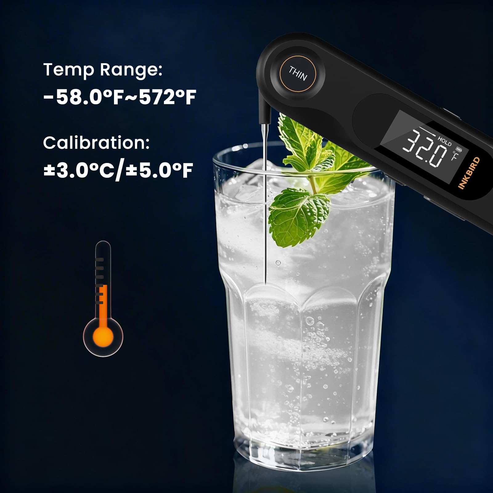 INKBIRD Thermomètre à viande à lecture instantanée à double sonde, 0,5 s, thermomètre numérique rechargeable pour la cuisson avec écran LCD, thermomètre de cuisine étanche avec aimants, gril, bonbons