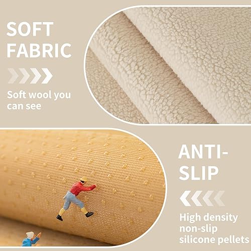 Miniatura 3 de Funda de sofá de forro polar sherpa, súper suave, divertida y esponjosa, funda de felpa cálida, funda antideslizante para sofá seccional, protector