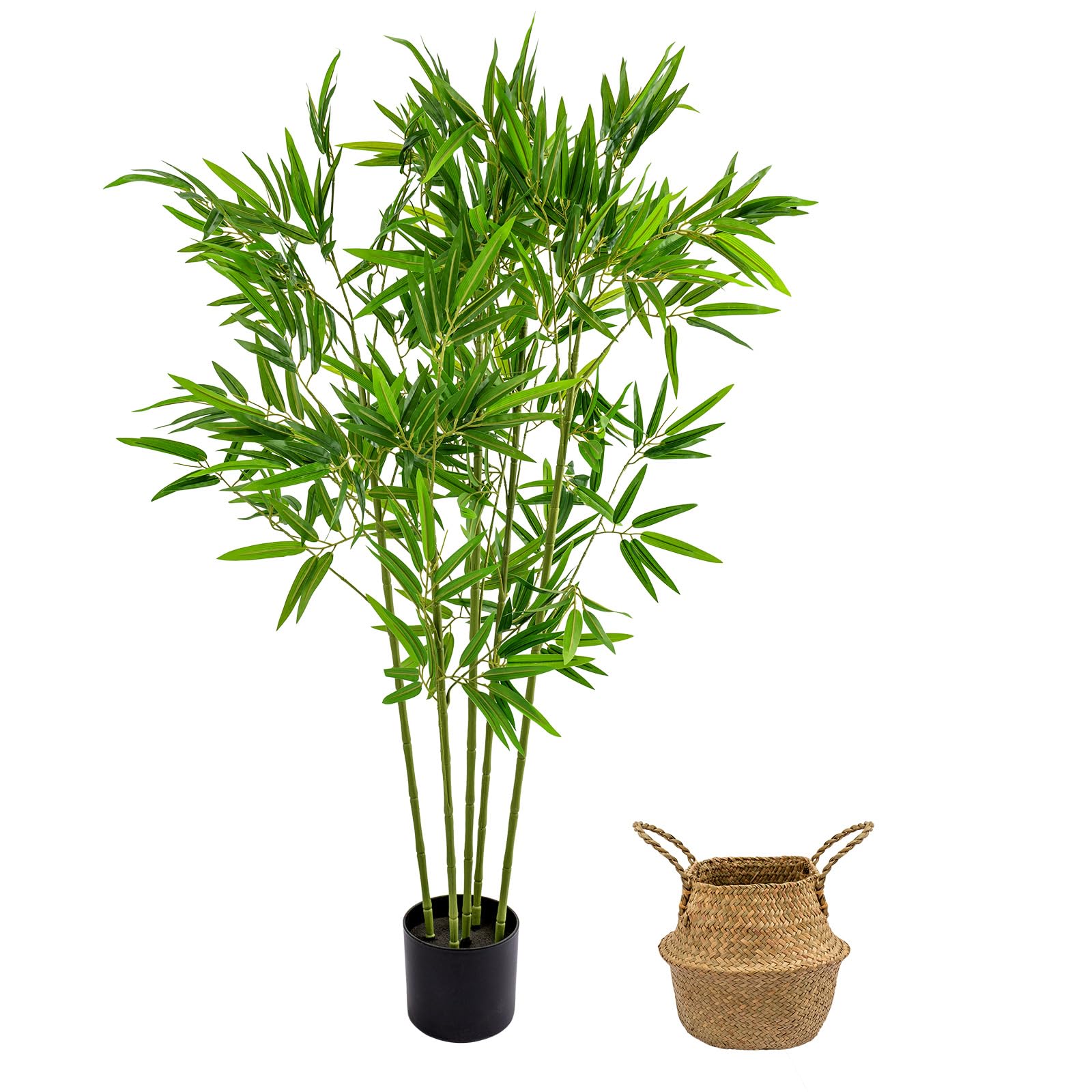 BLUE BAZAAR Artificial Palm Tree Indoor, 140cm Tall Faux Tropical Areca Tree with Lifelike Leaves, Large Fake Green Plant in Black Pot for Home Office Living Room Bedroom Corner Décor