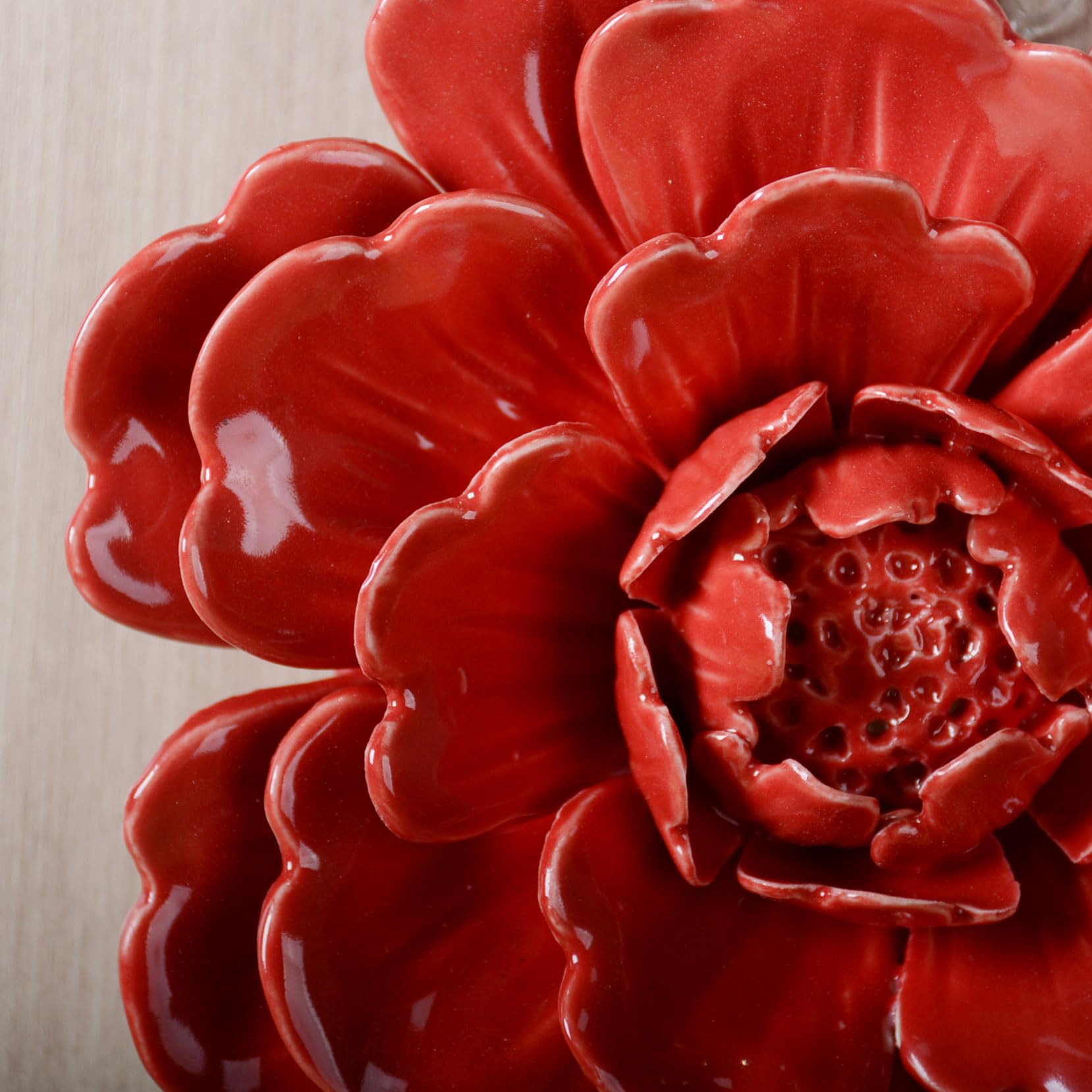 SEINHIJO Fiore in Ceramica Decorazione da Parete 3D Moderna Scultura Arte Ceramica Statuetta Figurina per Regalo Murali Statua Rosa 17cm