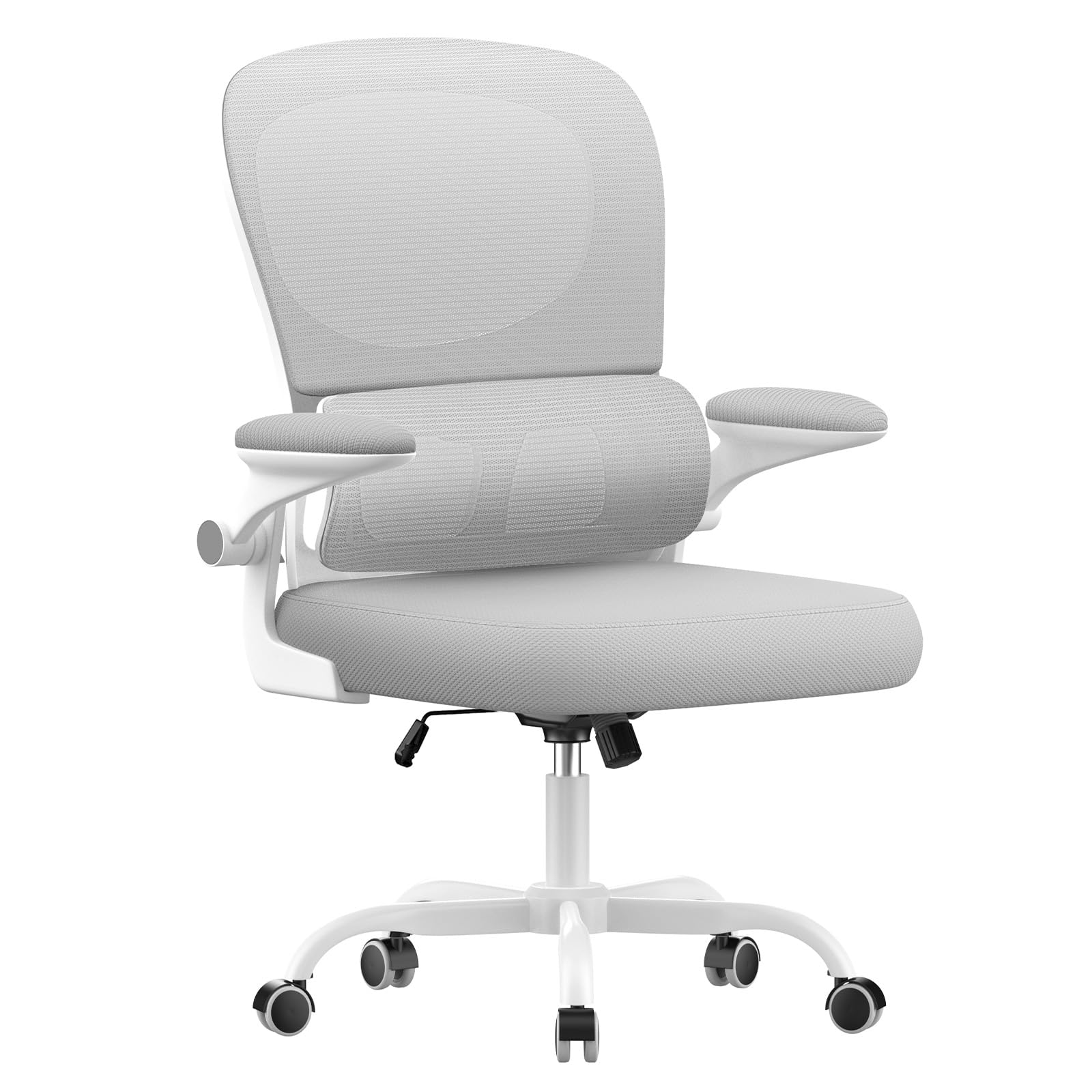 naspaluro Comfy Ergonomic Office Chairs, High Big Tall Study Desk Computer Chair with Back Support, Adjustable Flip-up Armrests Gray Work Chair, Swivel Comfy PC Mesh Office Chairs for Home Office — image 1