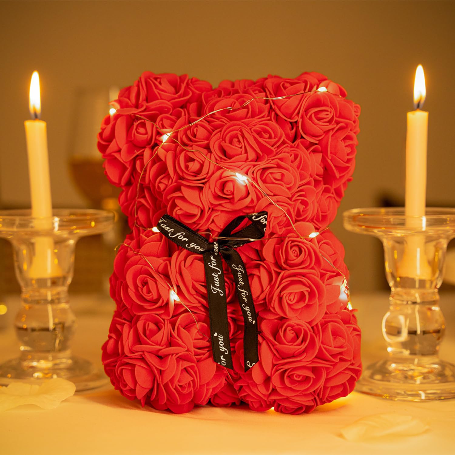 Romantic Teddy Bear Gift with Rose & Necklace - I Love You -14