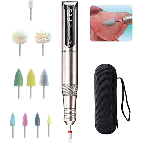 Cordless USB Mini Polisher, Portable Electric Repair Kit for Edge Trimming, Relining Adjustment, Cracks Repair, and Surface Finishing, 11 Polishing Heads and Travel Case Included