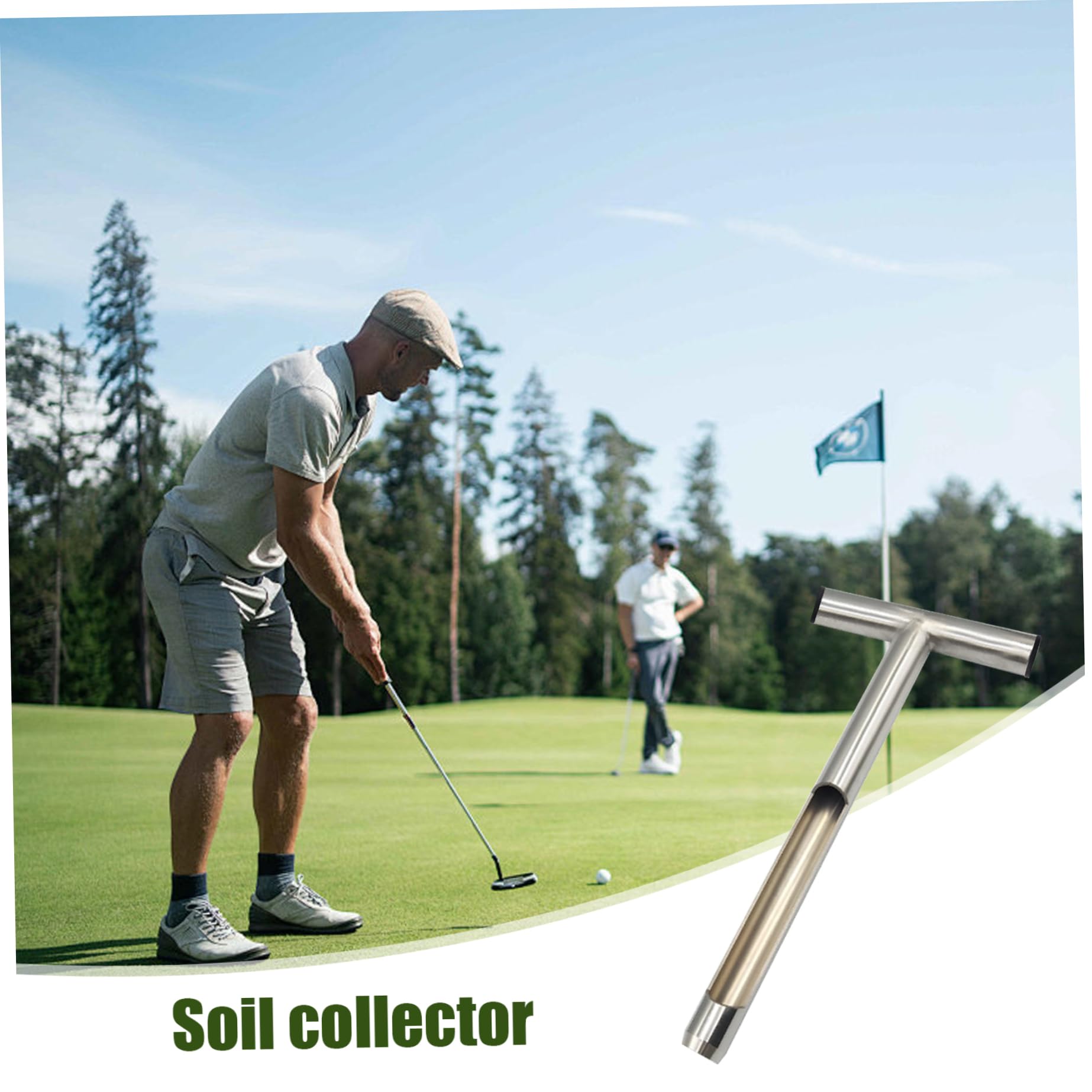 Bodensonde Bodenprobe Sondensonde T-förmige Golf-Bodensonde Edelstahl-Stahlbodenprobenier tragbare scharfe Gartenwerkzeuge für Rasenfarm Golfplatz 14 Zoll