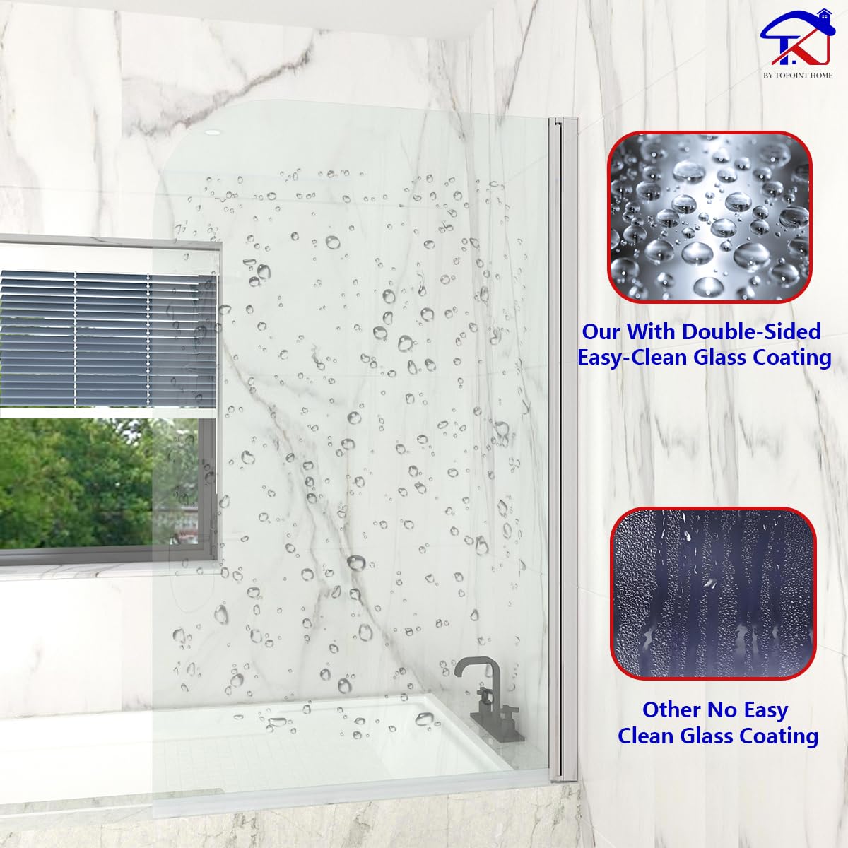 T&K Schermo Doccia 900x1400mm Pannello Porta Girevole per Vasca da Bagno, Bordo Tondo Cromato, Vetro Temperato da 5mm, Doppio Lato, Facile da Pulire, Porta Doccia da Bagno