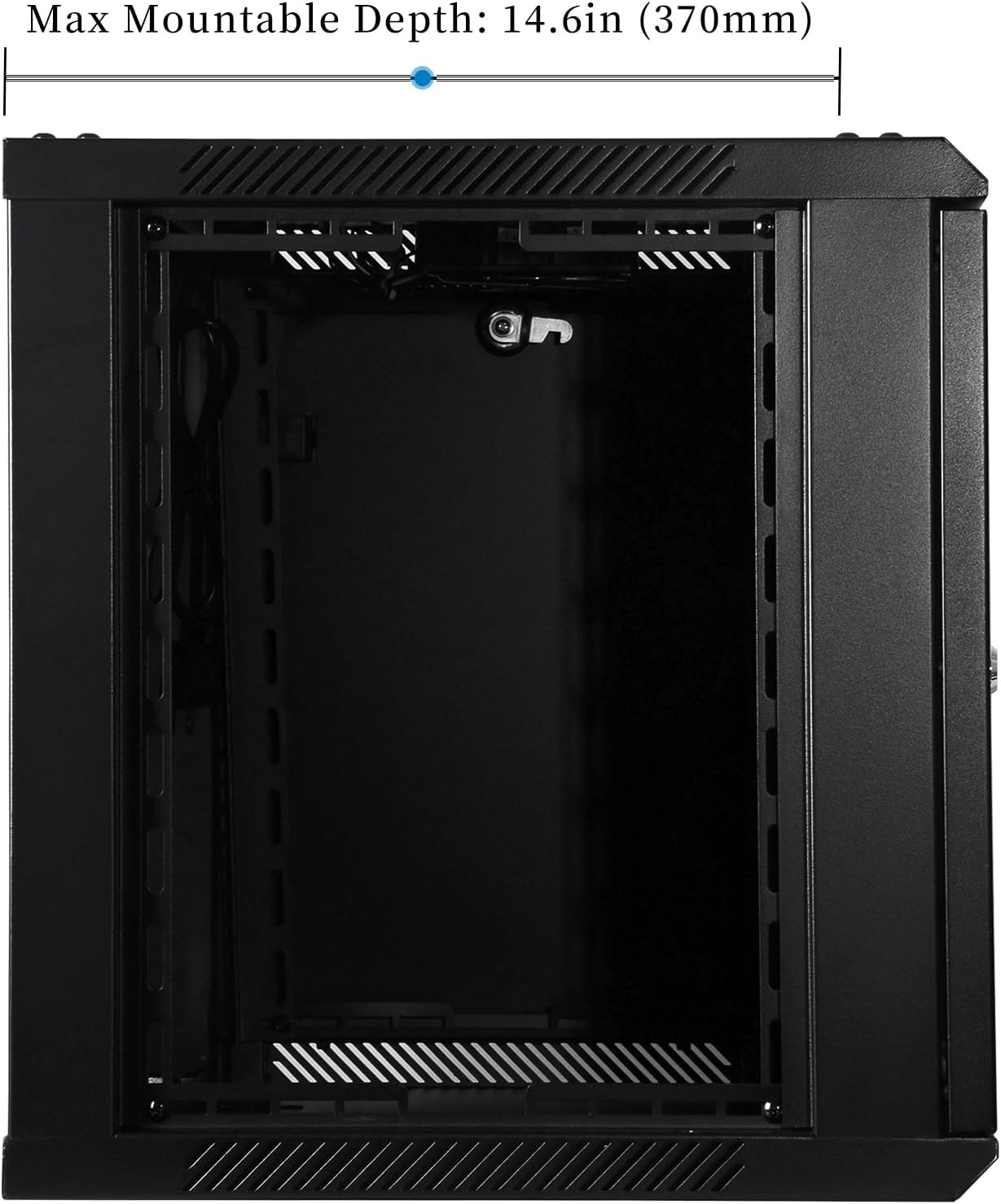 RackPath 9U Wall Mount Network Rack Cabinet – Quiet Cooling Fan, Locking Glass Door, 17.7" Deep (450mm), Removable Locking Side Panels, Fits 19" IT & A/V Equipment