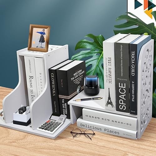 Miniatura 5 de YGYQZ Organizador de estantería de escritorio ajustable  Suministros de oficina, exhibición de escritorio, accesorios de tocador, estante de