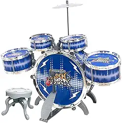 Bateria Infantil Rock Party Azul, DM Toys