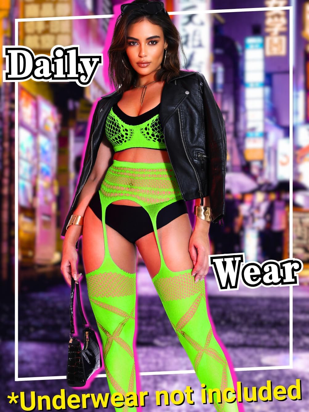 EHSUYAB Rave Outfits For Women, Fishnet Bodysuit Glow Party Club, Dancer Stockings Fishnets Lingerie Sheer Jumpsuit Festival