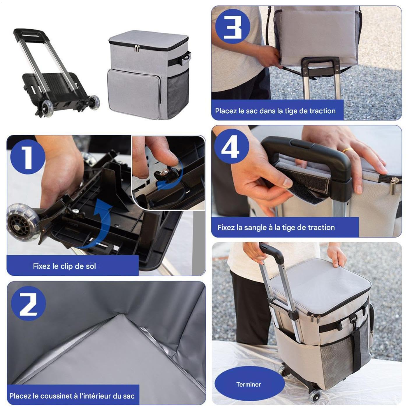 Cooler Rolling | Cooler con Ruote | Carrello da Viaggio 35 Litri Impermeabile per Picnic Campeggio Shopping Esterno