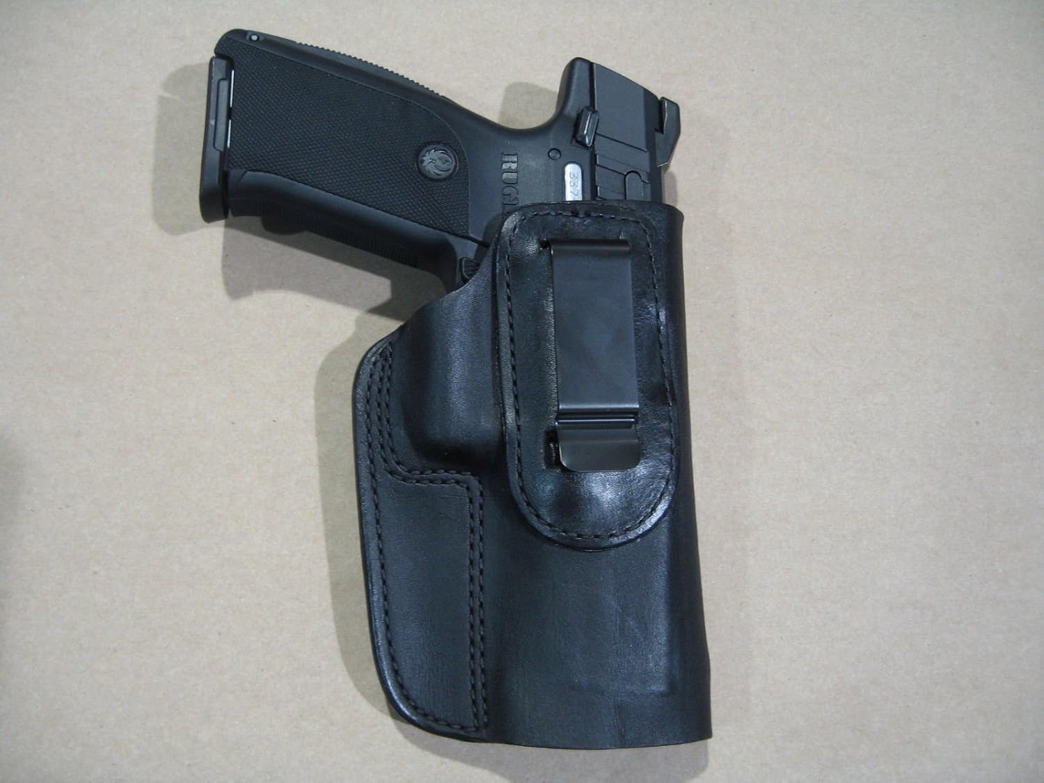 Azula IWB Leather in Waistband Concealed Carry Holster for Ruger SR9, SR40, SR45, 9E Black RH