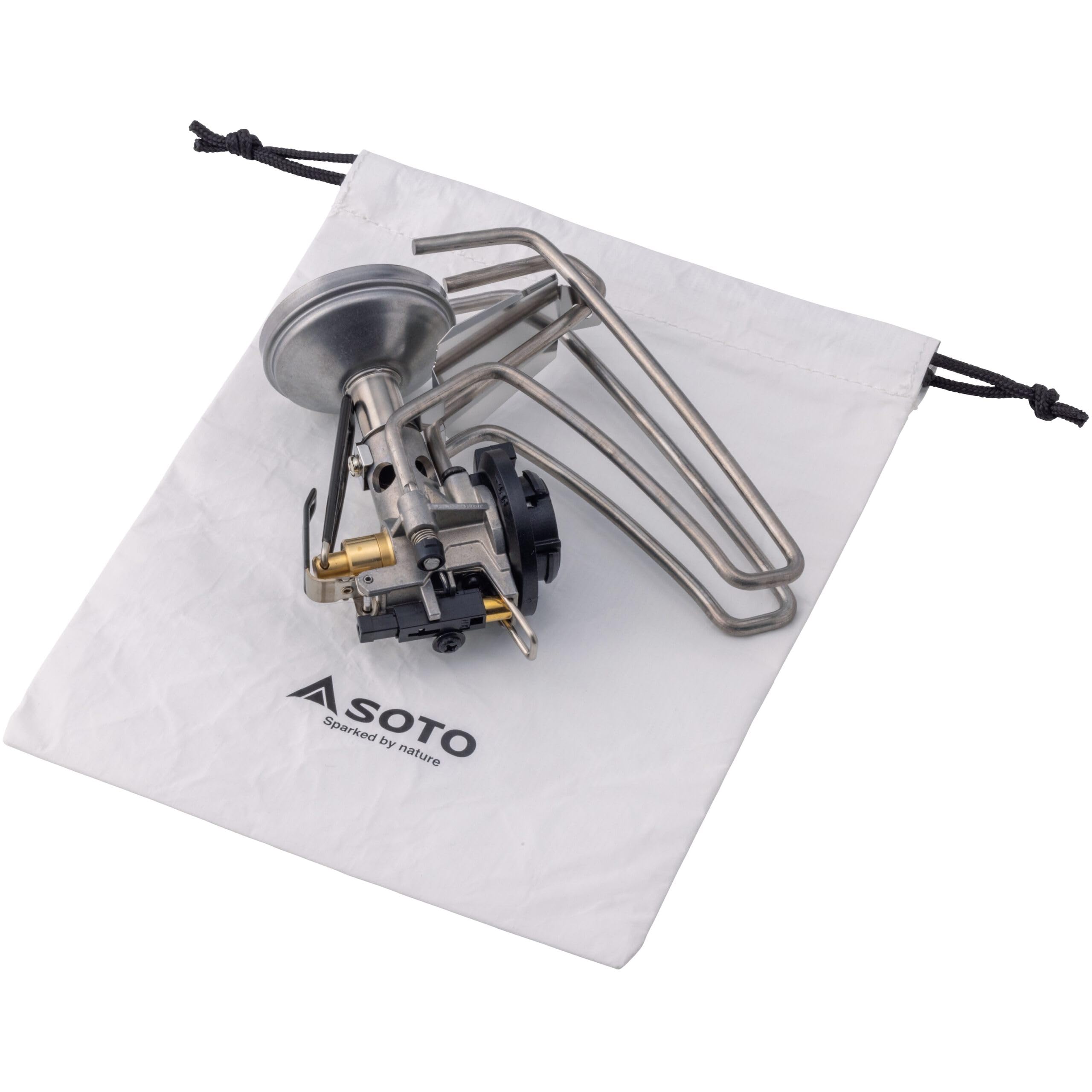 SOTO TriTrail Hornillo de gas para camping (135 g) – Cocina ultraligera para exteriores para cartuchos MSF-1a, con encendido piezoeléctrico, cabezal cóncavo, micro regulador, fabricado en Japón