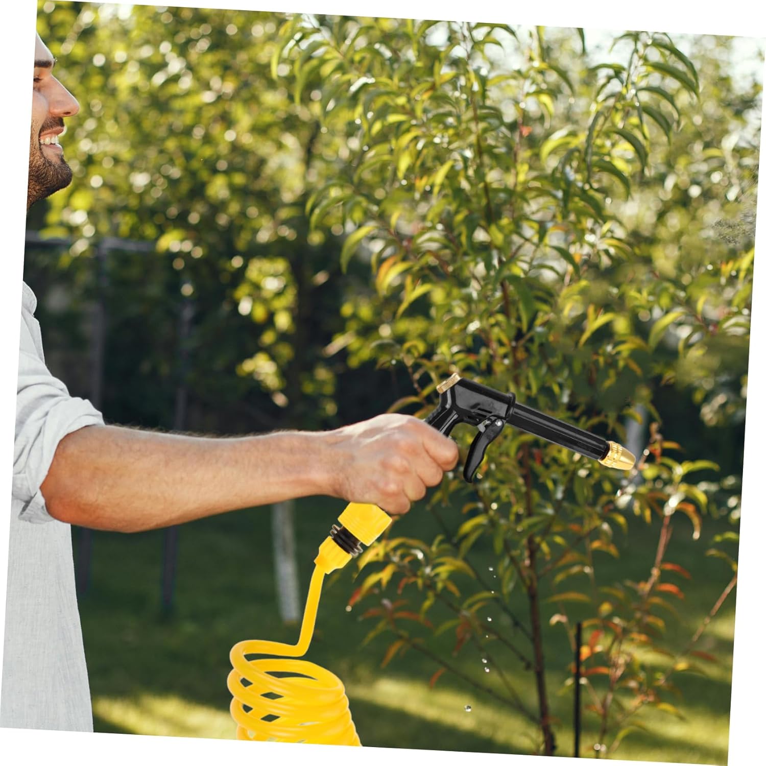 Luxshiny Expandable Garden Hose with Spray Nozzle 50ft Collapsible Marine Water Pipe Flexible Coiled Hose for Boat Wash