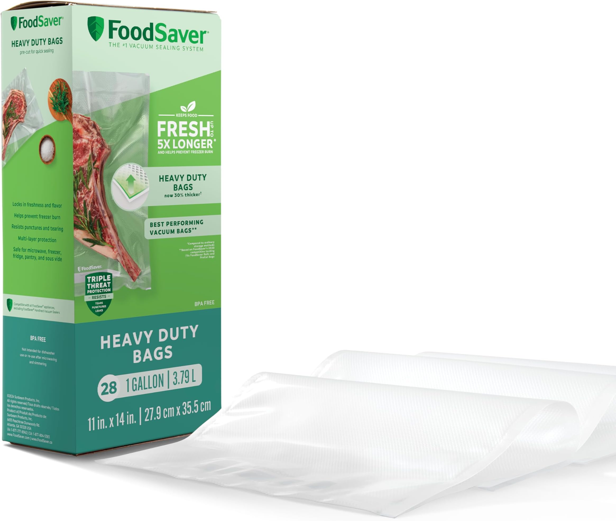 FoodSaver Heavy Duty Gallon Vacuum Seal Bags, 28 Pack