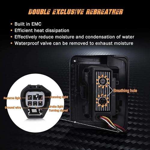 Miniatura 5 de Luces traseras compatibles con Jeep JK JKU 2007-2017 [aprobado por el Ministerio de Transporte] luces de freno de marcha atrás luz diurna con lente