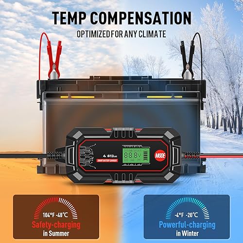 Vista 20 de Sailnovo Cargador de batería de automóvil de 10 A, cargador de goteo de automóvil de 6 V y 12 V, 10 etapas de 14.6 voltios LiFePO4 mantenedor