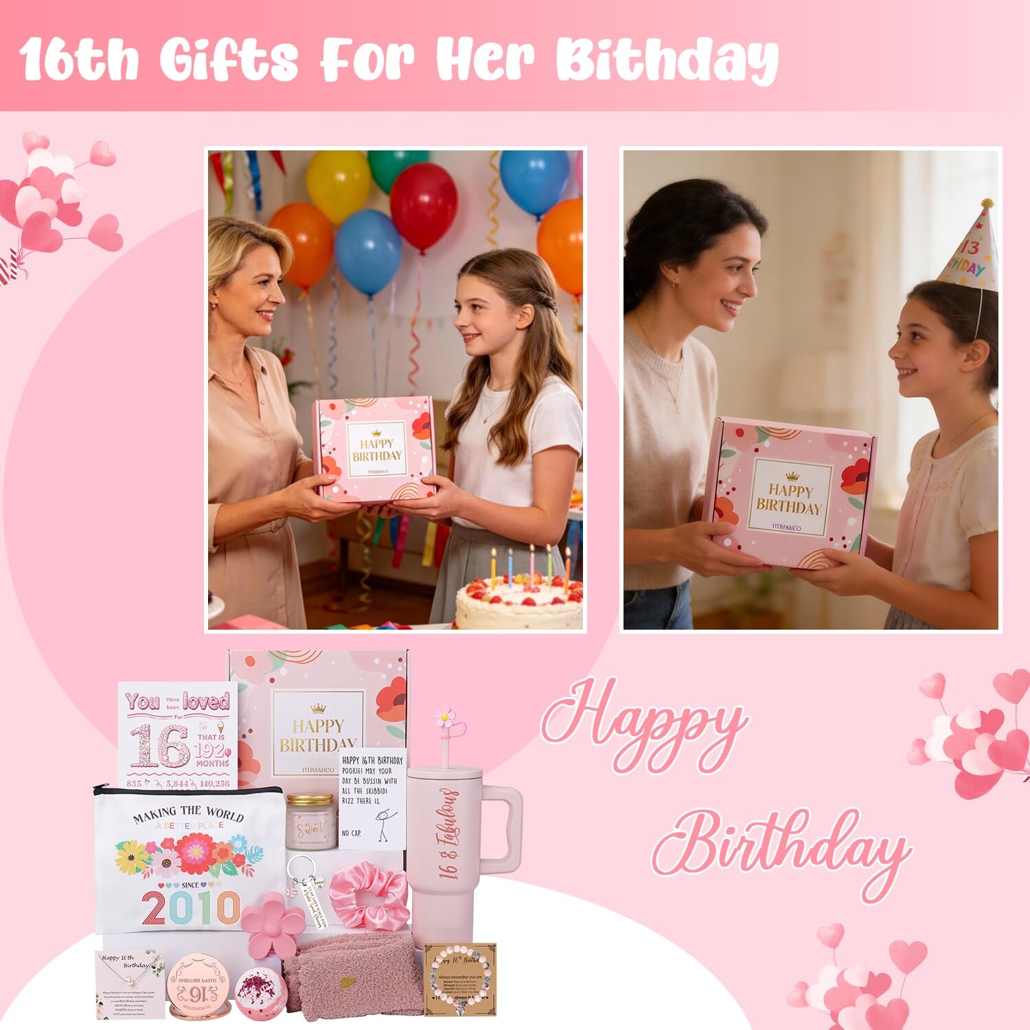 Ithmahco Sweet 16 Gifts for Girls, 16 Year Old Girl Birthday Gift Ideas, 16th Birthday Gifts for Girls, Sweet Sixteen Gift for Girl Daughter Niece Granddaughter, 16th Bday Spa Baskets Present for Her