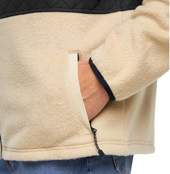 Eddie Bauer Men Mixed Media Fleece Jacket (US, Alpha, Large, Regular, Regular, Khaki)