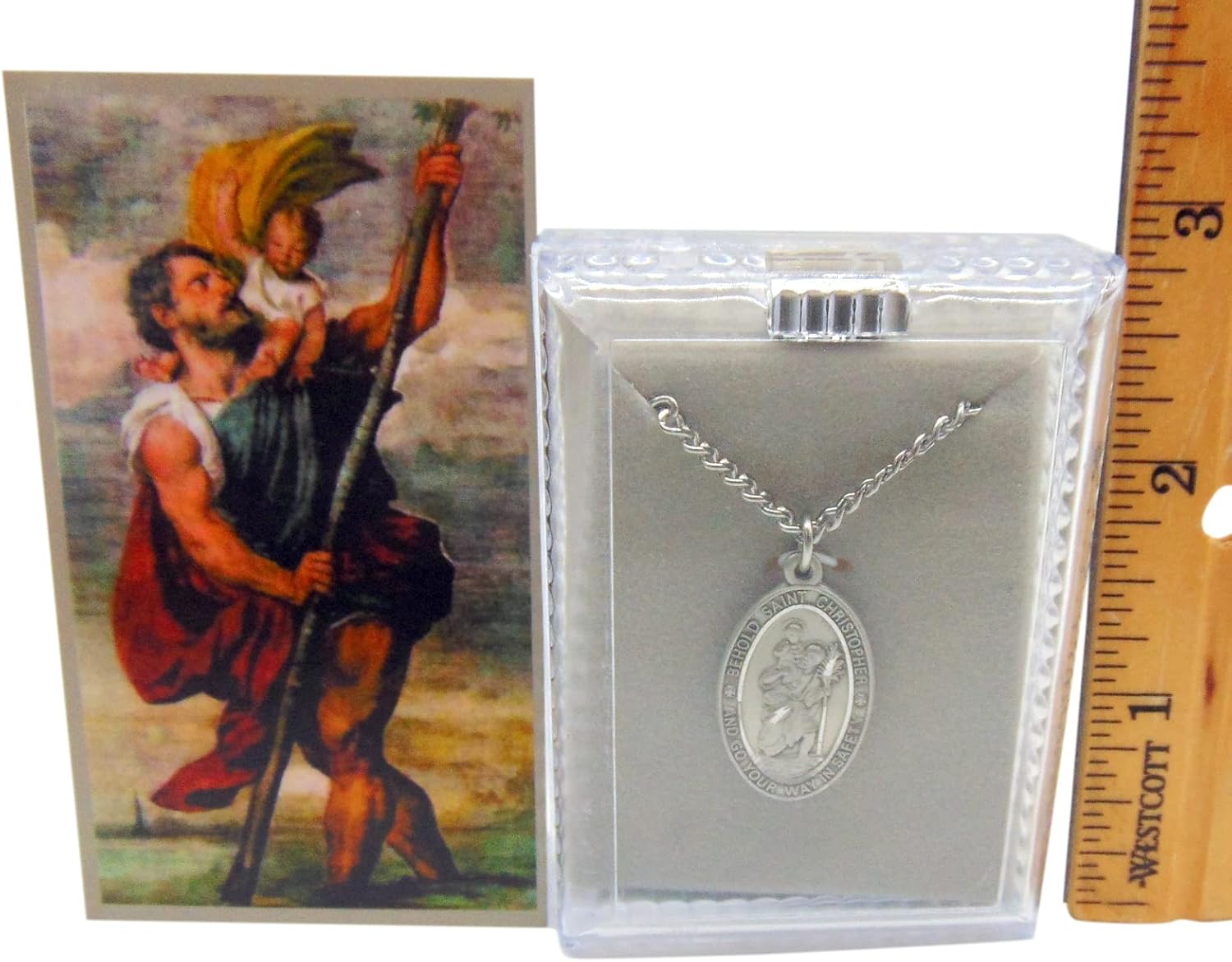 St Christopher Pewter Medal on a Stainless Steel Chain with Holy Card Gift Boxed Set - Image 7