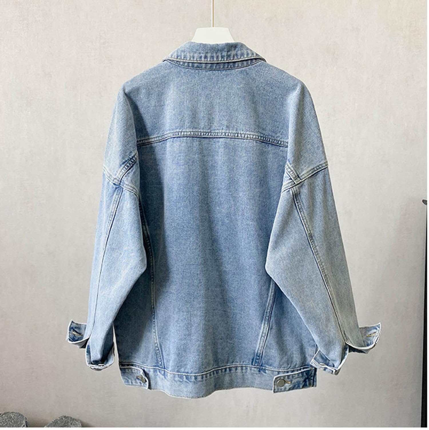 Chaqueta Vaquera Mujer Oversize Casual Trucker Chaqueta Vaquera con Bolsillos Abrigo Entretiempo Primavera Otoño