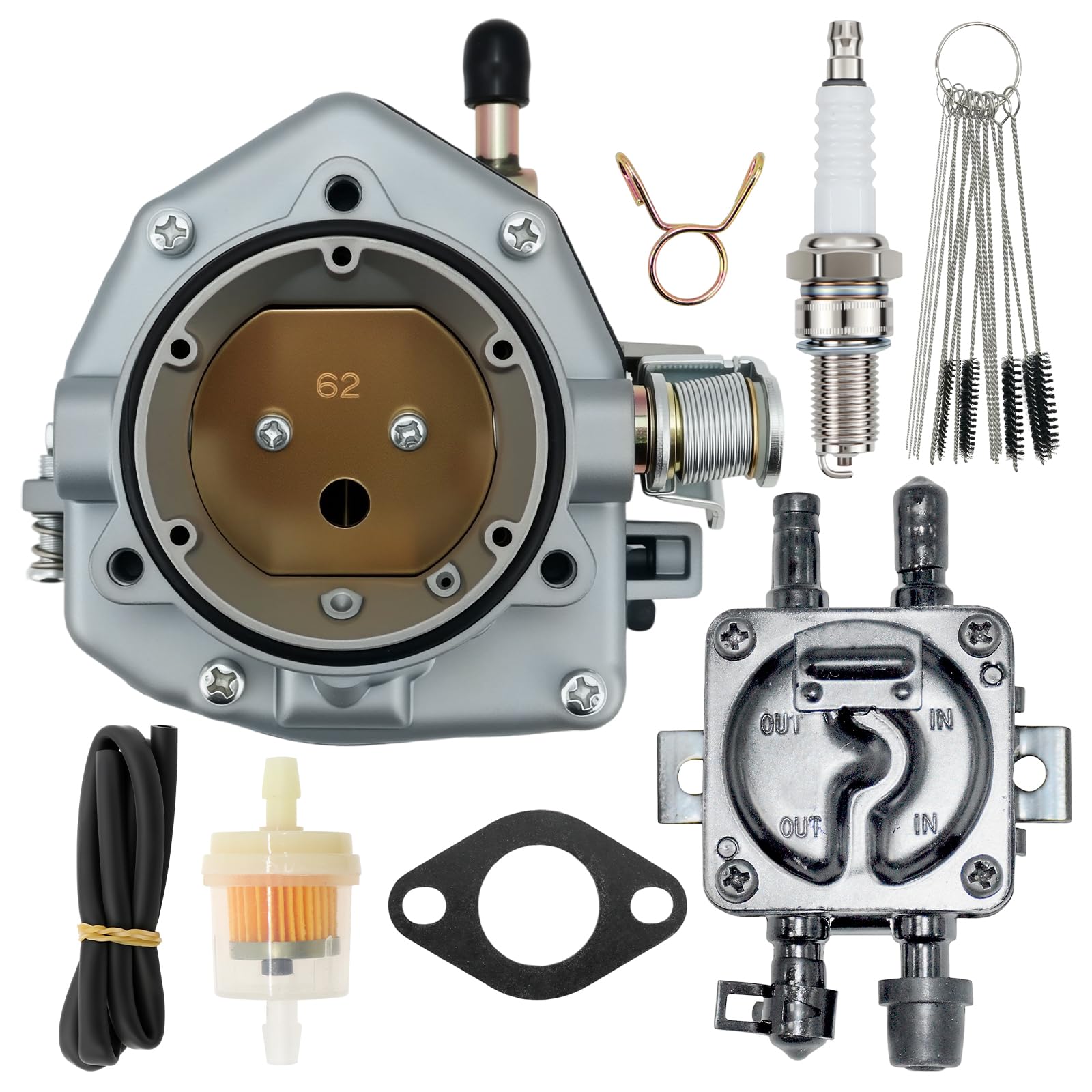 146-0496 Carburetor for ONAN NOS B48G B48M P216G P218G P220G replacement 146-0414 146-0479 with Fuel Pump and Spark Plug