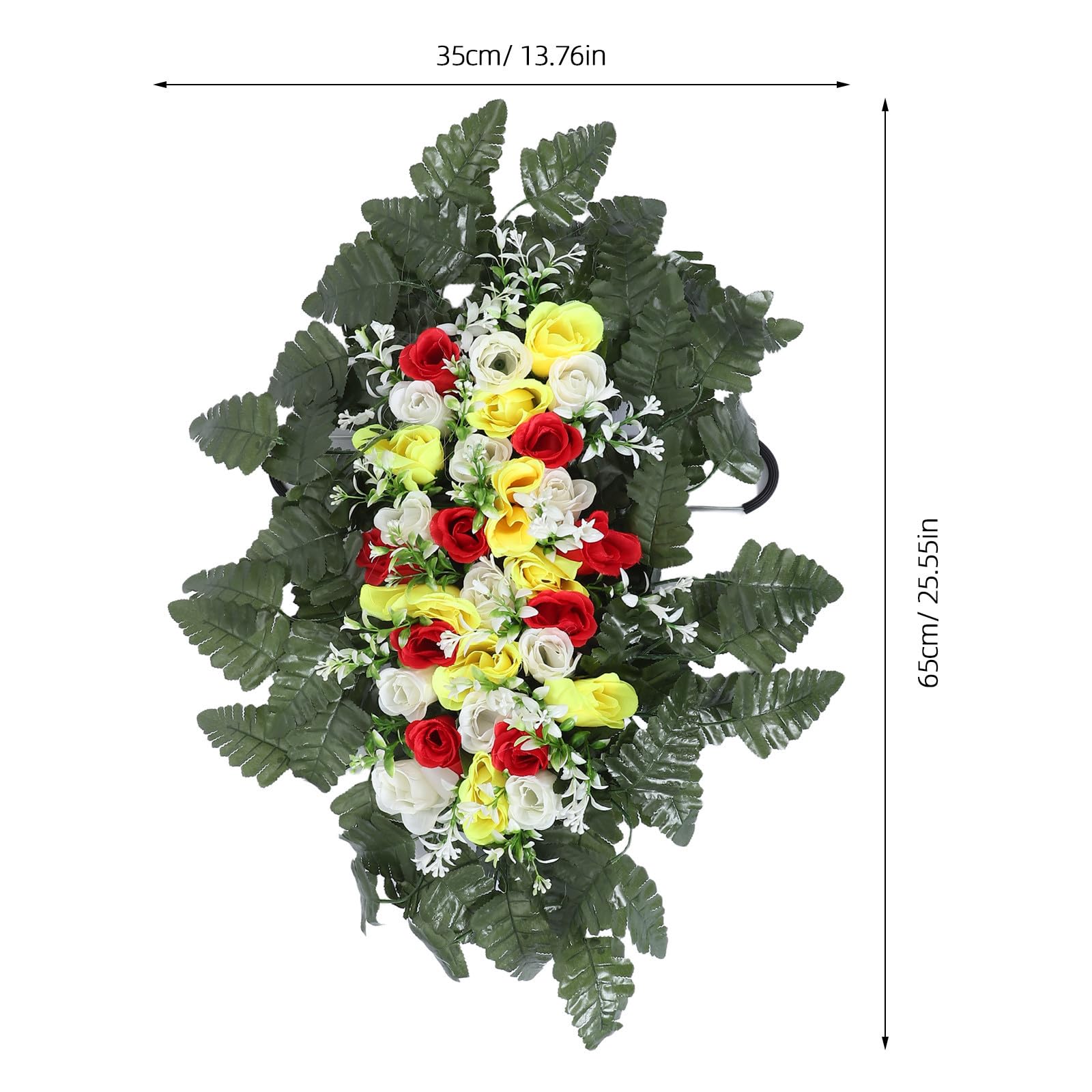 jojofuny Wetterfeste mit Künstliche aus Grabsteinblumen Seidenstoff Eisen Lebensechten Texturen als Langlebige Gedenkdekoration Grabsätten und Außenfriedhöfe