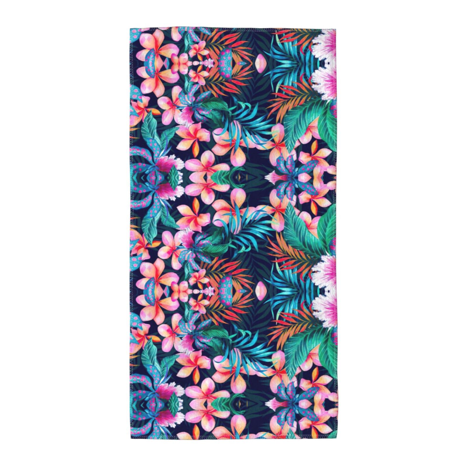 SDEGTHO Tropical Flowers Soft Absorbent Long Towel For Gym Sports Picnic Leisure Use